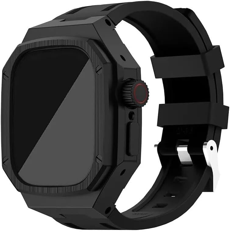 Stainless Steel Watch Case Silicone Band，For 8 7 6 5 4 SE Series，Sports Band Metal Mod Kit，For 44mm 45mm Replacement Accessories