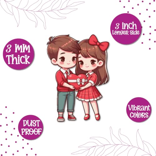 Image of Bhai Please Couple with Heart Theme Wooden Fridge Magnet - Couple Gift