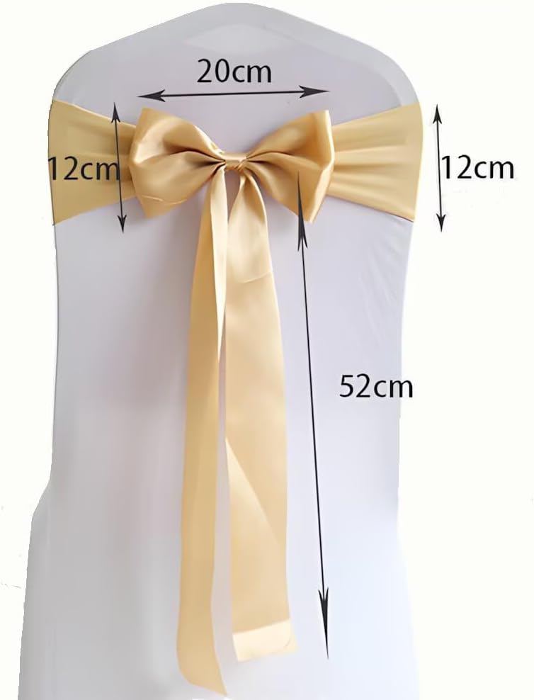 Satin Stretch Chair Sashes Bow,Chair Bands Spandex Chair Ribbons Bows for Wedding Party Birthday Banquet Decor,No Need Tied,50Pcs Rose Red