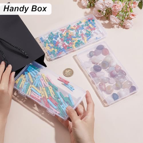 Image of BENECREAT 5 Packs PP Plastic Bead Container Box, 6.5x3.3x0.6inch Rectangle Storage Organizer Box, Dustproof Case with Two Hinged Lid for Cards, Beads and Craft Supplies