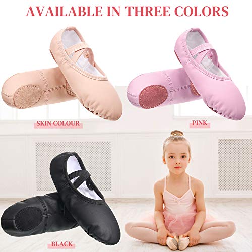 SATINIOR 3 Pairs Ballet Shoes for Girls Toddler Soft Leather Dance Slippers 3 Colors Dance Shoes for Little Kid Toddler3
