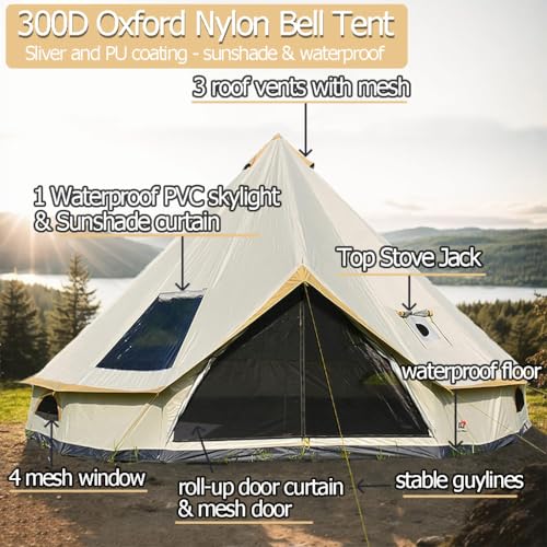 Carpa Bell para Mochileros con Estufa, 4 Personas, 300D Oxford Impermeable miniatura 2