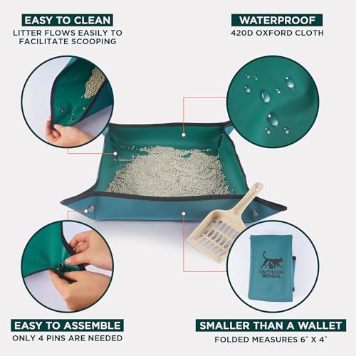 Image of Travel Litter Box for Cats (Small) by OutdoorBengal - Portable Litter Box, Collapsible, Waterproof cat Litter Box (Great for Plane, Car, Van, Camping and Hotel Traveling with Your Kitty)