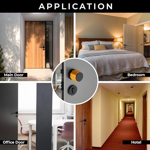 Image of LAPO Sturdy Brass Mortise Door Lock | Superior Handleset with 3 Keys for Main Door, Bedroom & Hotel | Black Finish | Long-Lasting Security | 3 Years Warranty Ro-158