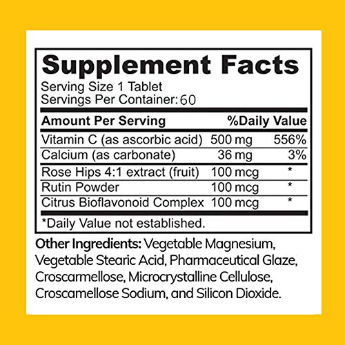 Zaytun Vitamins Halal Vitamin C 500Mg Tablets With Rose Hips Supports Immune System, Natural Antioxidant With Citrus Bioflavonoids - Vegan - Gluten-Free - 2 Months Supply - Halal Vitamins #TOP1