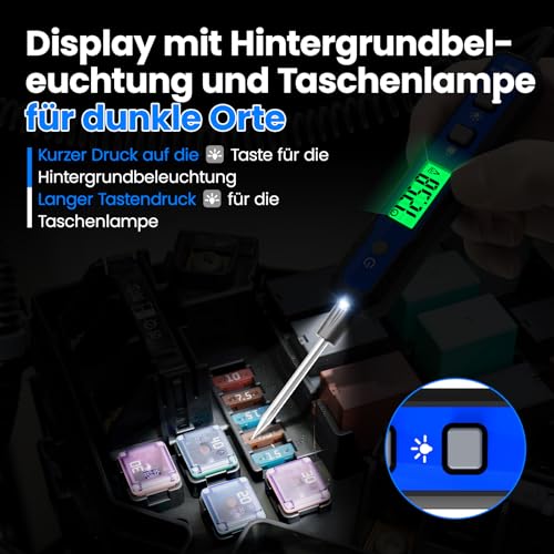 Image of OBDResource Car Voltage Smart Circuit Tester, Power Circuit Probe 0.8-100V DC Voltage Tester Automotive Continuity Test Electrical Tester Car Fuse Tester with Flashlight for Car Battery | 0.8-100V DC Voltage Tester with Buzzer & Flashlight for Car Fuse, Polarity, Resistance and Continuity Test, Wire Diagnostics