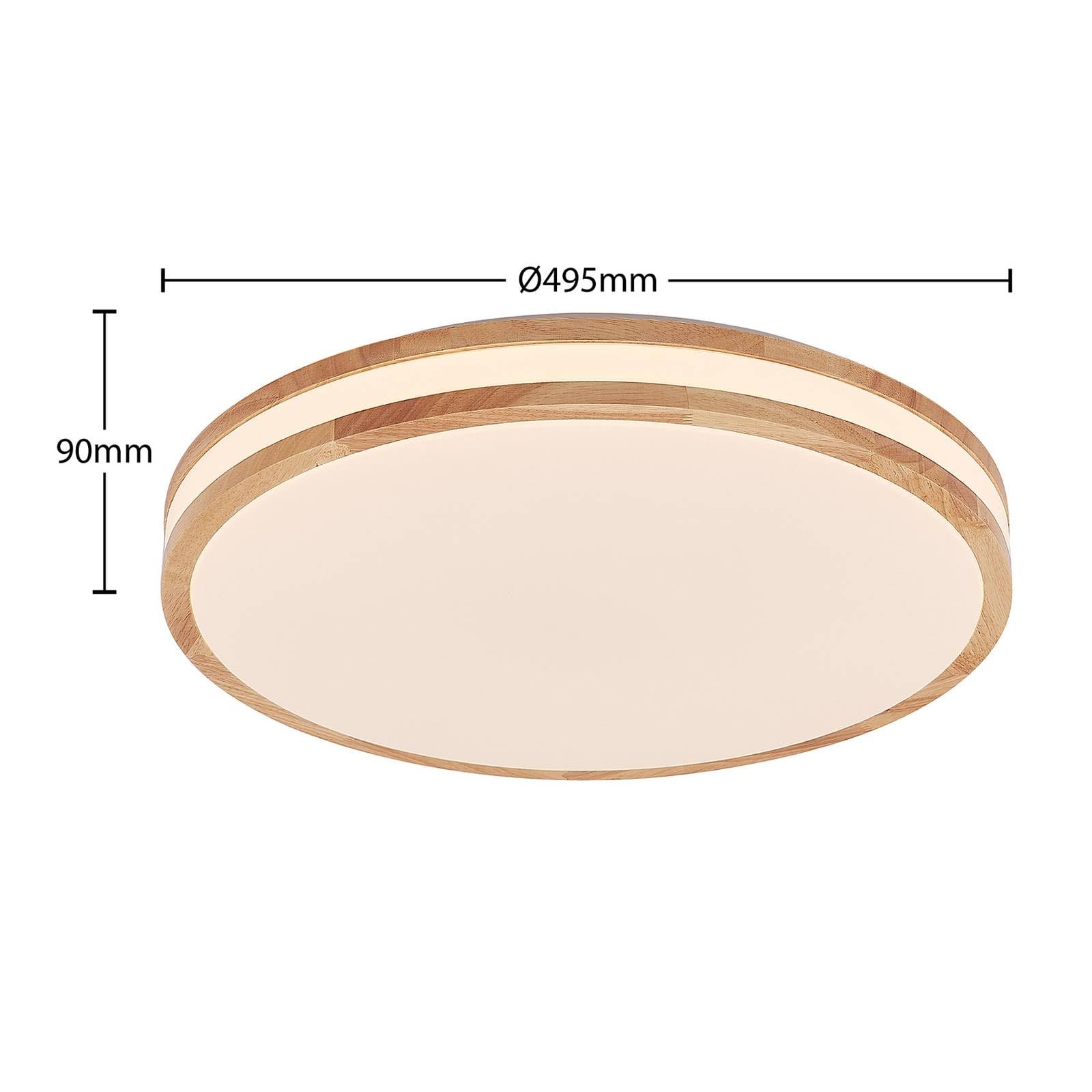 Lindby LED Deckenlampe Holz Ø49,5 cm, mit Fernbedienung dimmbar wechselbare Lichtfarbe 30W Wohnzimmerlampe Deckenleuchte Esszimmer