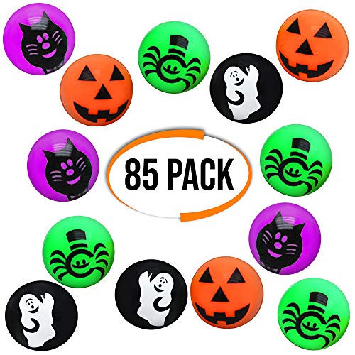 THE TWIDDLERS 85 Pelotas Saltarinas - Diseño de Halloween - Ideal para Bolsas Regalos de Fiesta, Piñatas Juguetes, Bolsas Sorpresa - Dulce o Travesura - Trick or Treat Favores