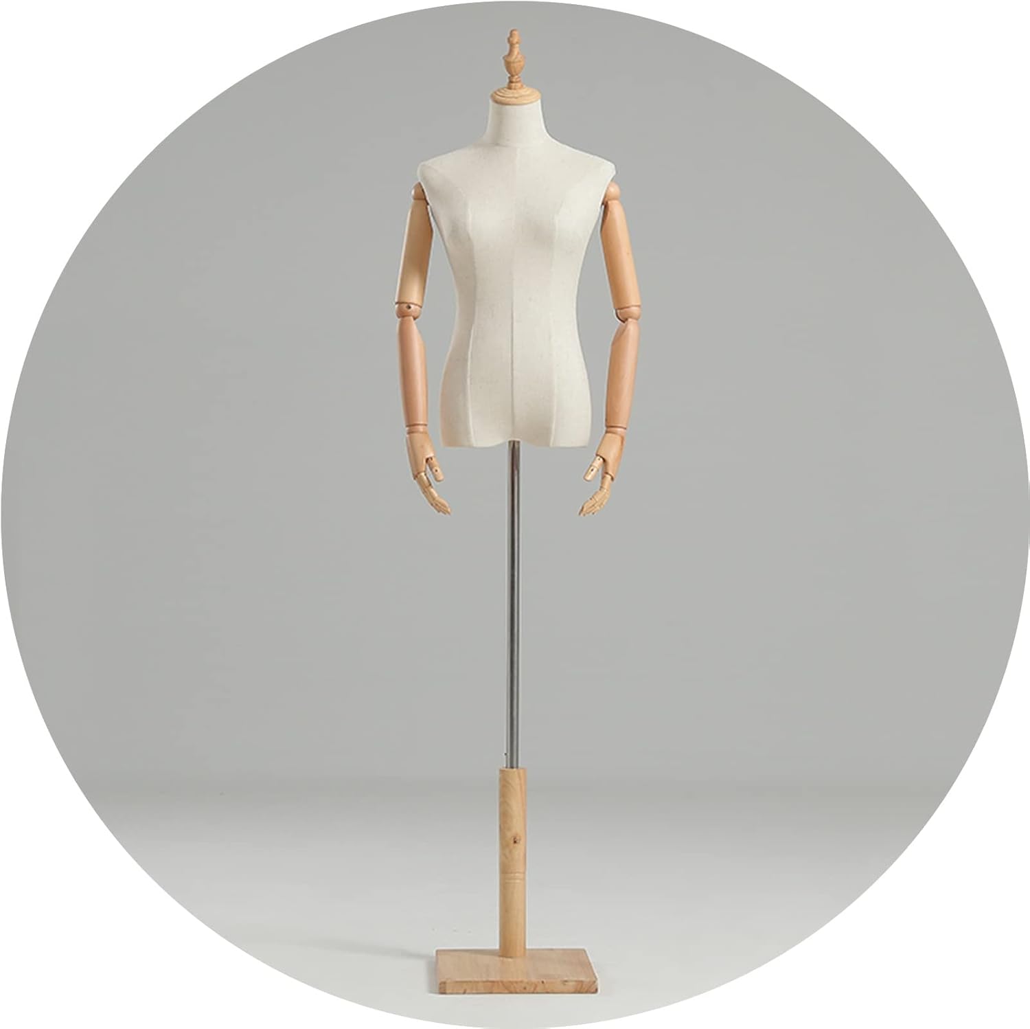 Female Mannequin Torso Body Dummy Model Props for Shop Window Bridal Shop Indoor Decorations Adjustable Base Display Stand 3 Styles (Color : Wood Color Size : A-S) (Wood Color B)