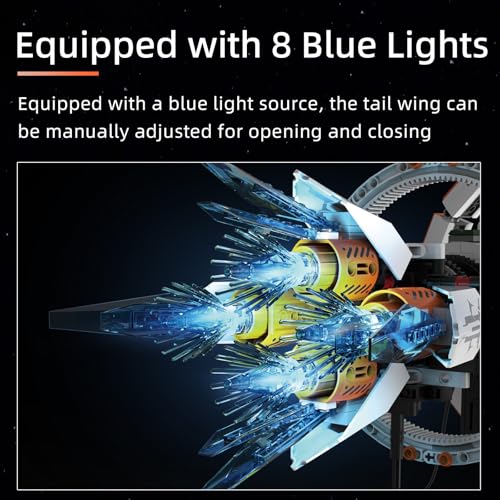 Image of Space Station Spaceship Building Block Set with LED Lights, Exploration Station Model Building Kits with Display Stand, STEM Engineering Gift for Kids, Adults & Space Fans (1583 PCS)