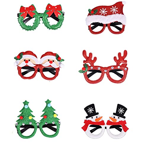 YANGWEN Gafas de Fiesta de Navidad,6 Estilos decoración navideña Marco de anteojos Gafas de decoración navideña para Decoraciones de Fiestas navideñas Cover