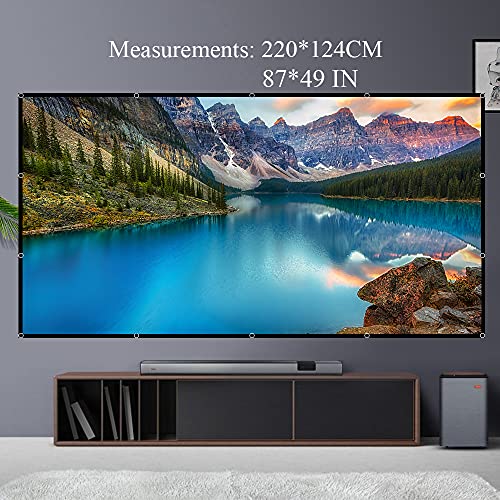 Image of Projector Screen 100 inch 16:9 HD Foldable Anti-Crease Portable Projection Movies Screen for Home Theater Outdoor Indoor Support Double Sided Projection