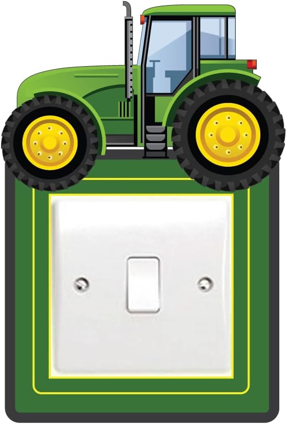 Green Tractor Light Switch Surround Art Vinyl Wall Stickers Children's Bedroom