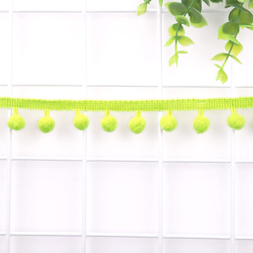 10 Yards 12 mm Pompoms Trim for Crafts,Decorative Ribbon with Pom Poms Balls Pom Poms Fringe Trim Decorative Border Sewing Accessories for DIY Crafts Clothing,Costumes,Sewing,Decoration,Fruit Green
