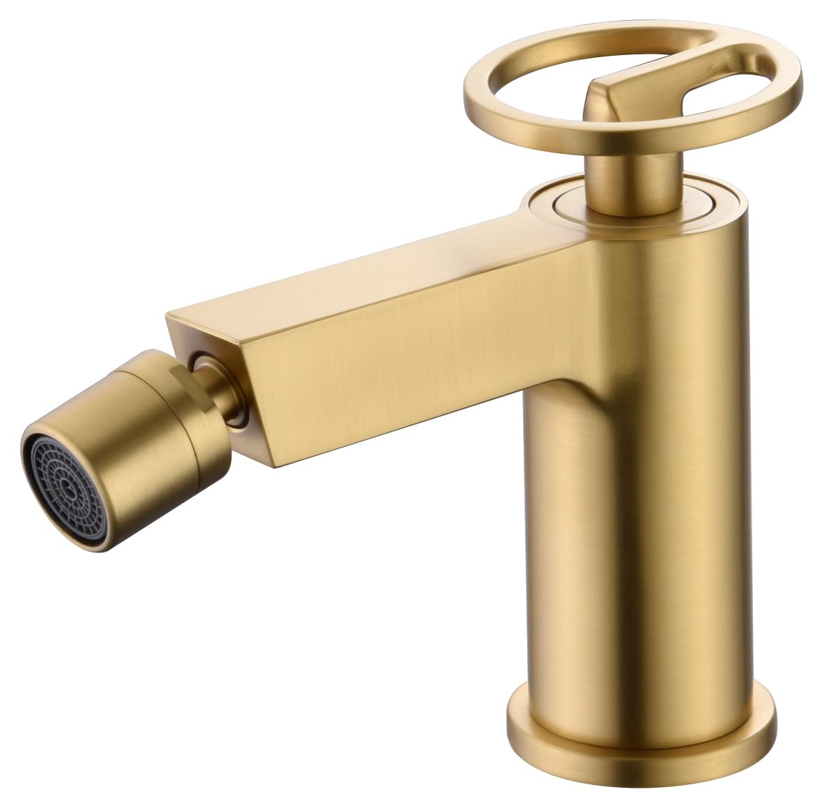 MICE - Grifo monomando para bidé fabricado en latón - Grifos para WC - Griferia de baño apto para agua frio/caliente Oro Cepillado BDC033-2OC
