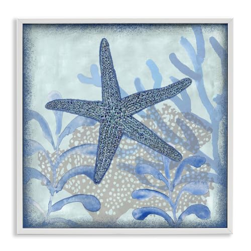 Vivid Blue Starfish Marine Life, 24 x 24 Inch Framed Giclée Print