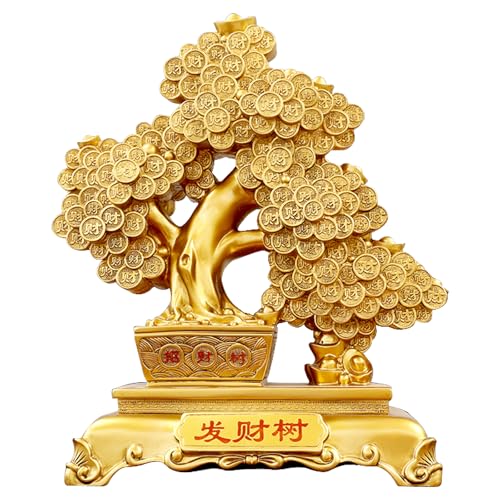 Image of Top Resin Money Tree, Artificial Bonsai Tree - Feng Shui Decor & Gifts for Home, Feng Shui Statue, Chinese New Year Decoration, Chinese Decor & Gifts