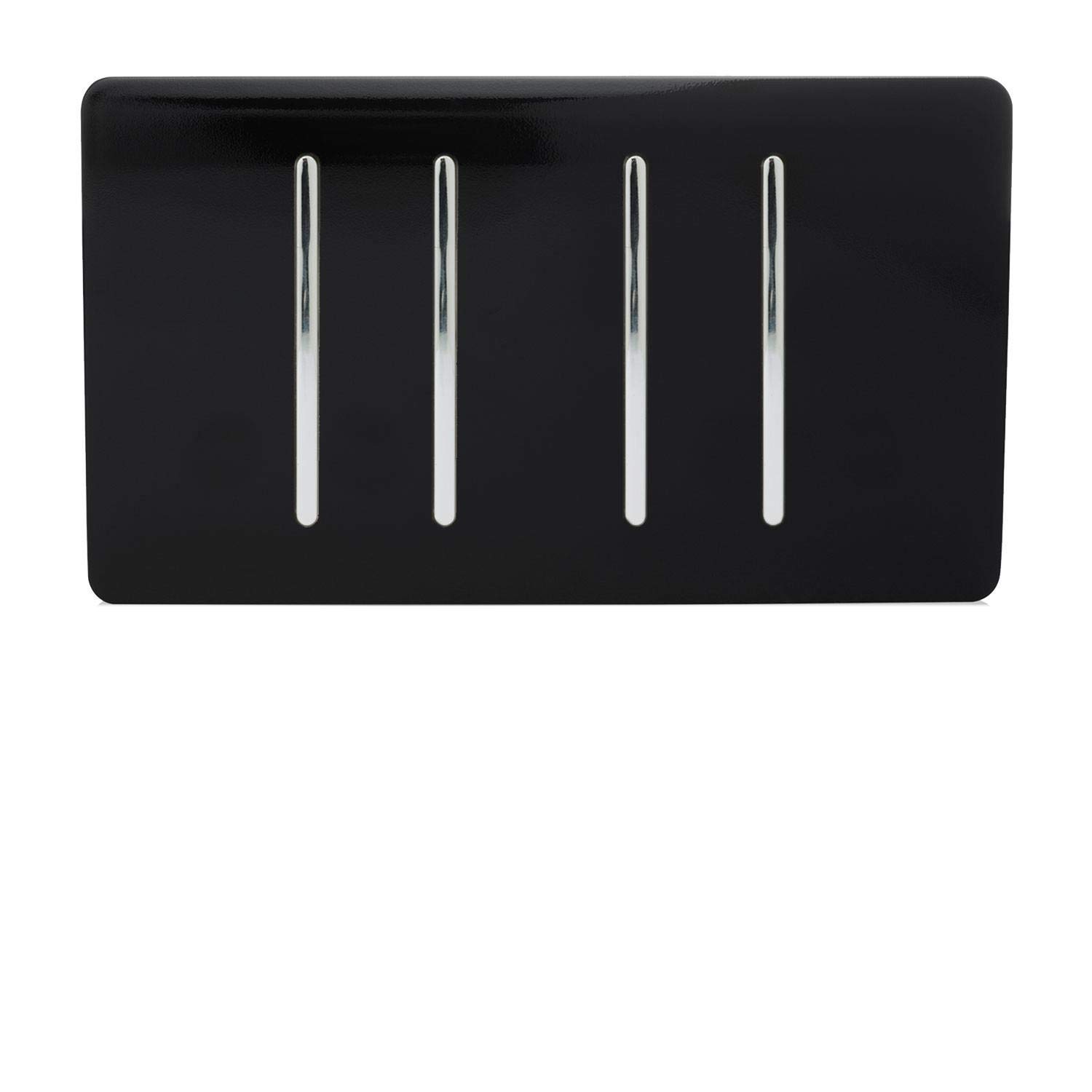 Trendi Switch Trendi 4 Gang 3 Way Intermediate 10 Amp Rocker Light Switch - Piano Black