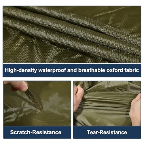 Image of Car Cover Waterproof All Weather with Driver Door Zipper for Jeep Wrangler JK JL Hardtop 2 Door 2007-2021 / Full Exterior Cover /Durable 210D Oxford Cloth / 1Pcs Green