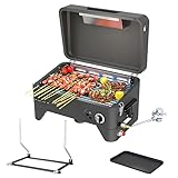 Leconchef 2 in 1 Gas Grill with hood,Portable Griddle Propane for Outdoor,RV,BBQ Camping 16.3 inch,1