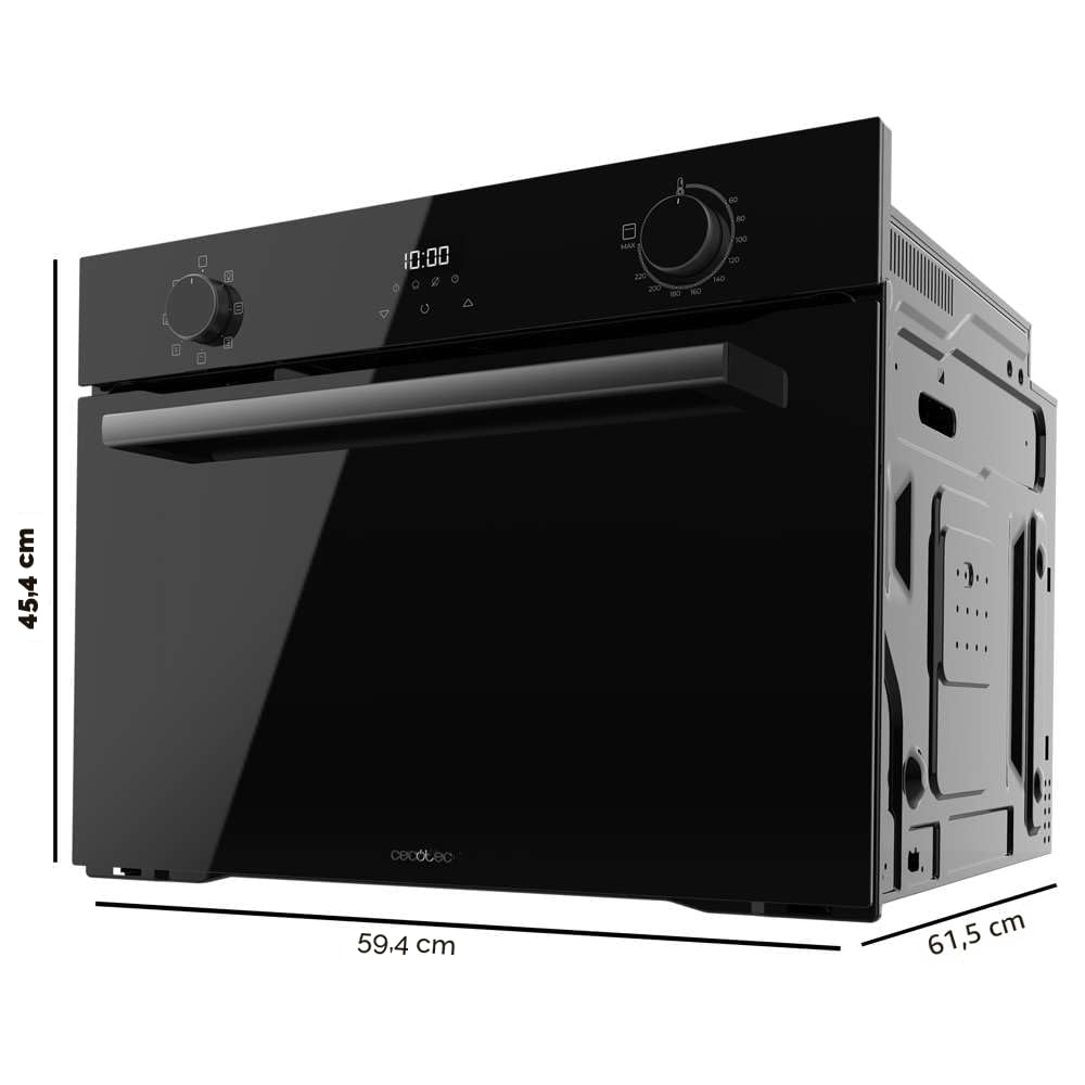 Cecotec Einbau-Multifunktionsofen 53L Bolero Hexa M224500 Glass Black A. 2600W, 7 Funktionen einschließlich Grill, Auftauen, Steam Assist, Niedriger Energieverbrauch, Leichte Reinigung, Touch-Control