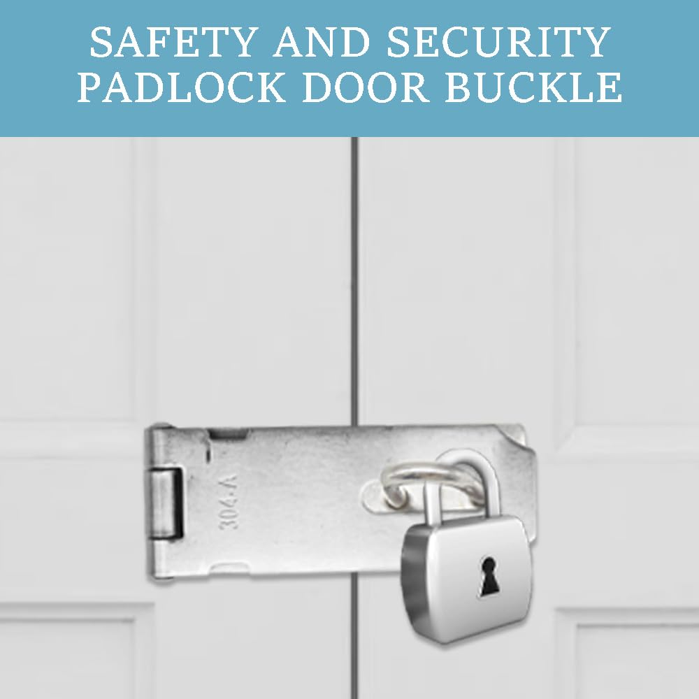 Set 2 Chiavistelli Per Porte In Acciaio Inox - 4 Pollici, Nero, Con Viti, Per Armadi E Cancelli - Foto 7