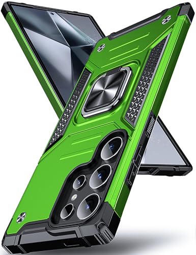 Coque Samsung S24 Ultra antichoc militaire avec anneau magnétique DASFOND vert olive