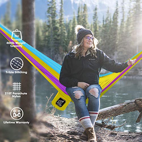 MIZTLI Hammock Camping Double & Single with All The Installations, Portable & Lightweight Travel Parachute Hammock, Outdoor, Indoor, Backpacking, Hiking & Survival - Thumbnail 3