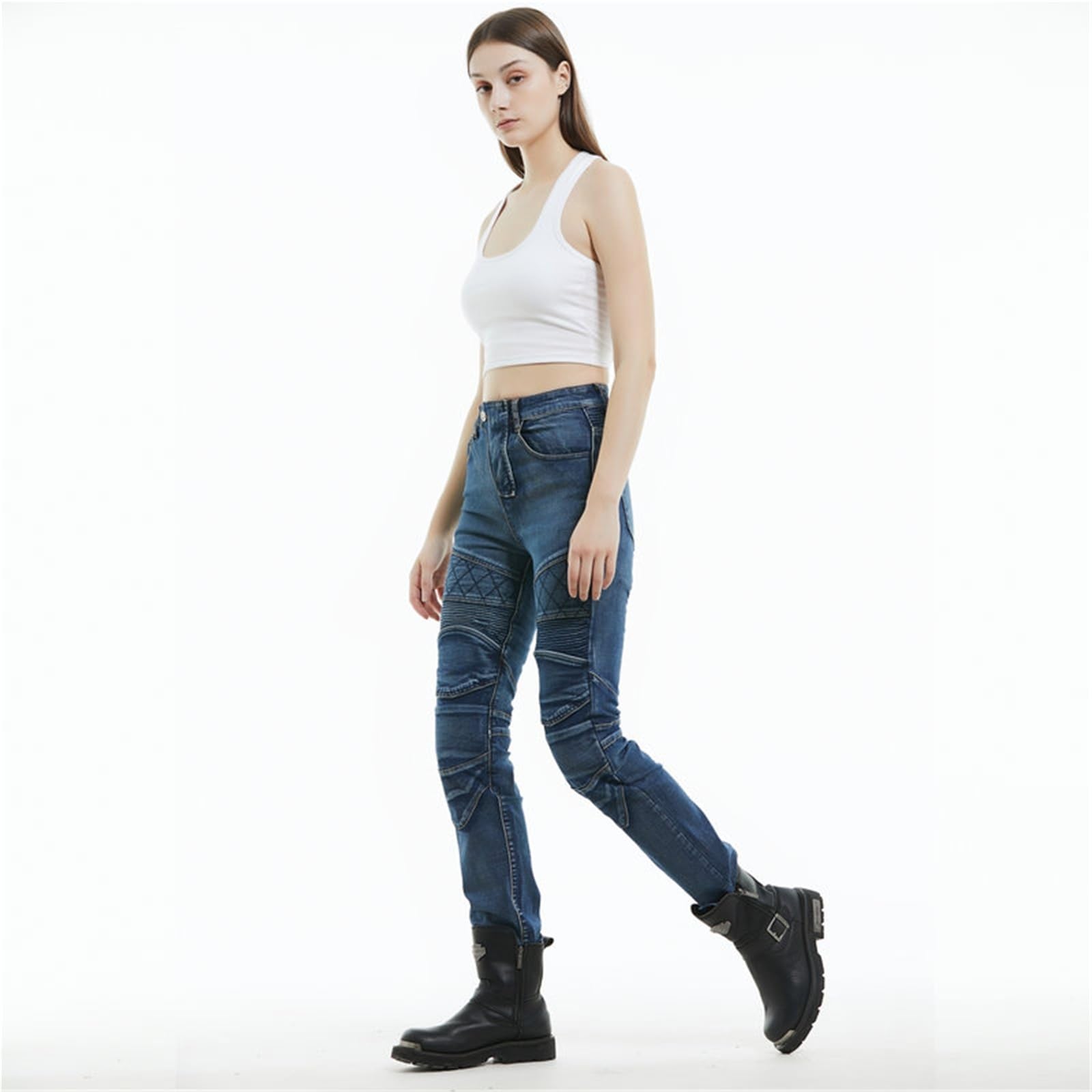 Pantaloni Da Moto Con Fodera In Aramide Jeans Da Motociclista Tessuto Elasticizzato/resistente Con Protezioni for Ginocchia/fianchi Abbigliamento Da Motociclista Da Donna/ragazzo.