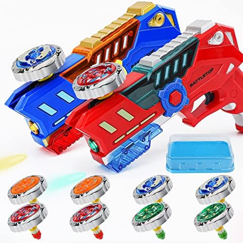 Bey Battling Top Burst Gyro Toy Set with Beystadium, 8 Spinning Top Burst Gyros 2 Toy Launchers Combat Battling Game Gifts for Boys Children Kids Ages 6+ (Blue+Red)
