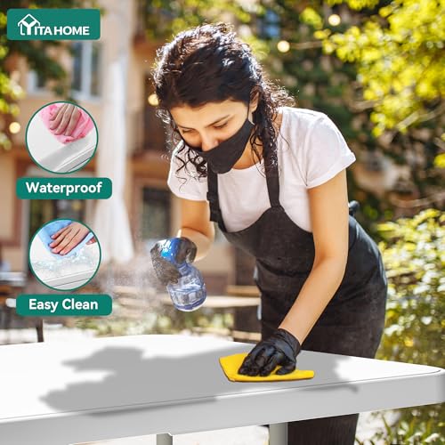 YITAHOME 8FT Folding Tables, Heavy Duty White Folding Table with Carrying Handle, Plastic Fold up Table for Outdoor Camping Picnic Parties/Indoor Events, White - Image 6