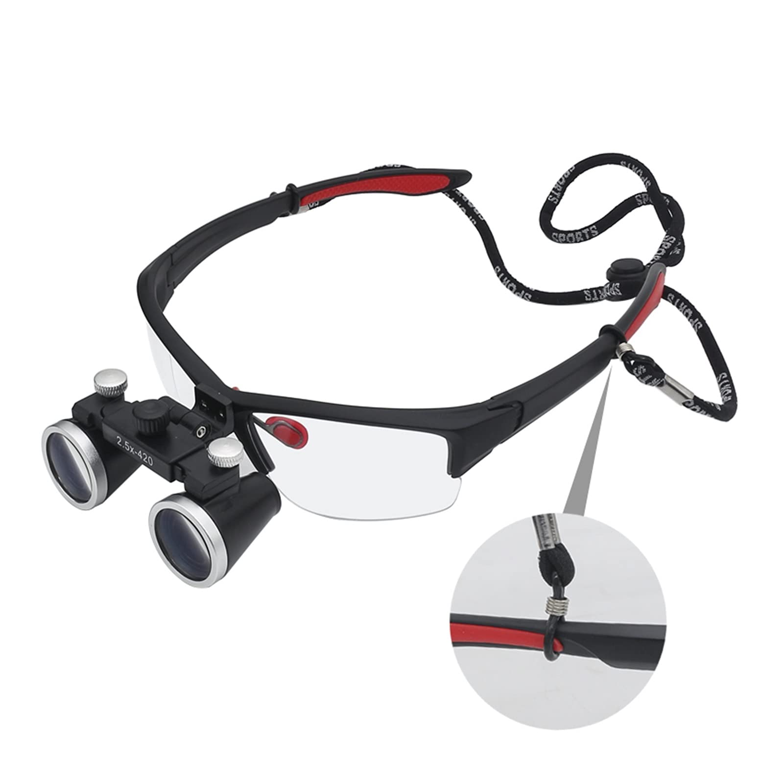 Lupenbrille,Lupenbrille Mit Licht Zahnmedizin Fernglas-Lupe Ultra-Lightweight Dental Lupe-Vergrößerung 2.5X 3.5X Lupe-Lupe für Zahnchirurgie(Purple,2.5X)