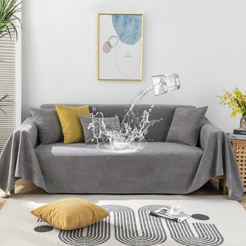 STACYPIK Waterproof Gray Couch Cover for Dogs, Non-Slip Sofa Covers
