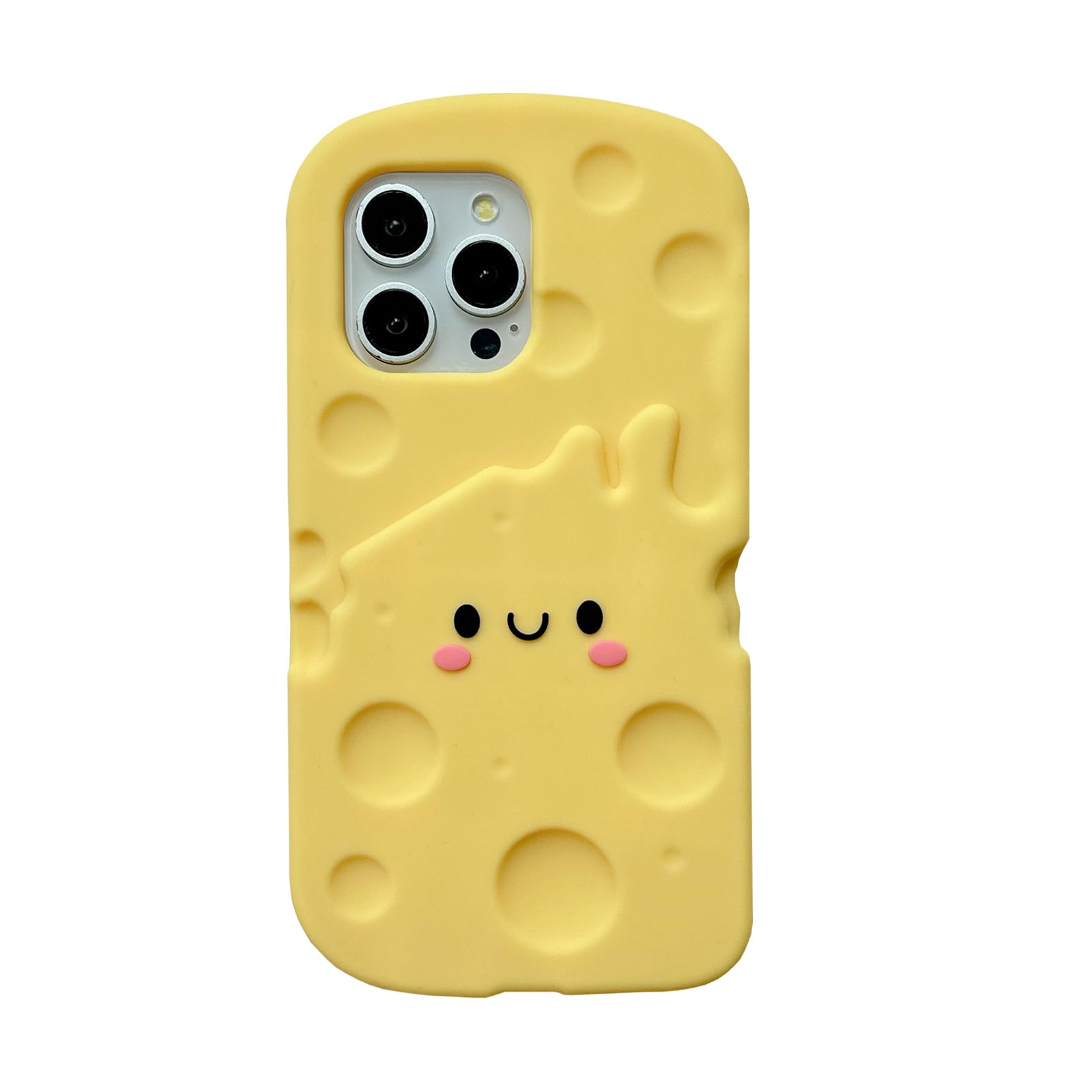 YAKVOOK Cute Silicone Case for iPhone 15 Pro/14 Pro/13 Pro 6.1''，Cool Fun 3D Cartoon Cheese Kawaii Phone Case Soft Rubber Bumper Funny Cover for