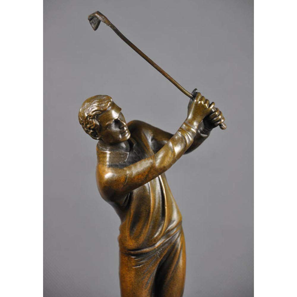 Amazon.co.jp: 彫像ブロンズ男性ゴルファー像 ゴルフ演奏彫刻 銅置物