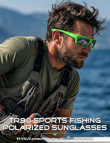Image of ATTCL Polarized Sunglasses Men for Fishing: UV Protection Lightweight TR90 Sports Wrap Sun Glasses Driving Golf Running