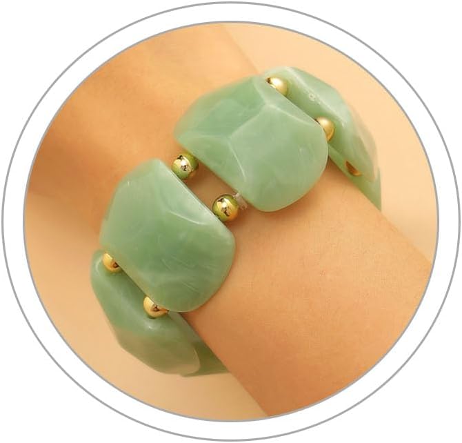 Chunky Resin Bangle Bracelets for Women Irregular Stretch Acrylic Cuff Bracelet Adjustable Chunky Resin Wrist Bangle Bracelets Acrylic Statement Bracelet for Women