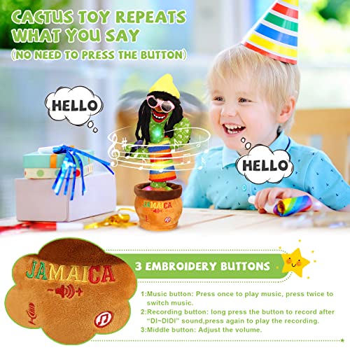MIAODAM Dancing Cactus, Funny Style 270 Degree Rotation Talking Baby Toy for Big Kids and Adults, Repeats What You Say Colorful Glowing Singing Cactus Toy — view 4