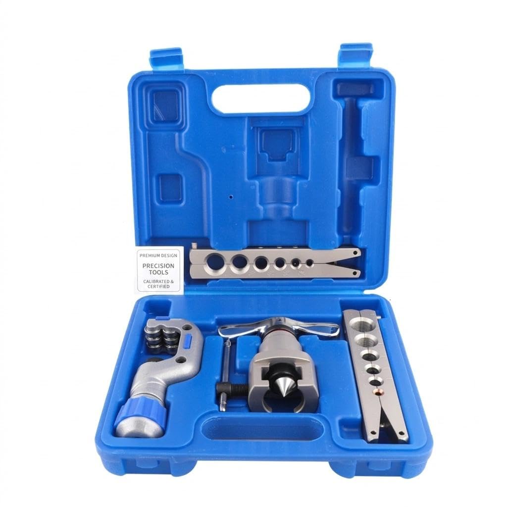 ARCSUN Bördelwerkzeug Set Klimaanlage 5-19mm 1/8-3/4 Zoll Exzentrisches Bördelgerät Kupferrohr-Expander mit Rohrschneider(Eccentric Flaring Tool CT-806AM-F)