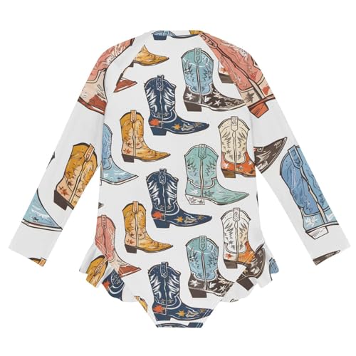 Girls One Piece Swimsuits Long Sleeve Swimsuit Zipper Bathing Suits Cowboy Boots2