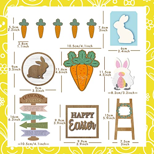 Patelai-12-Pcs-Easter-Tiered-Tray-Decor-Farmhouse-Easter-Wood-Table-Decor-Rustic-Bunny-Rabbits-Carrot-Gnome-Egg-Sign-Decorative-Spring-Table-Centerpieces-for-Home-Indoor-Kitchen Patelai 12 Pcs Easter Tiered Tray Decor Farmhouse Easter Wood Table Decor Rustic Bunny Rabbits Carrot Gnome Egg Sign Decorative Spring Table Centerpieces for Home Indoor Kitchen