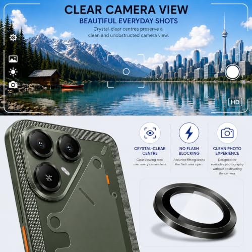 Image of ArmourPro Camera Lens Protector for Tecno Pova 8 Tough HD Individual Aluminum Alloy Rings 9H Camera Cover, Scratch-Resistant,Camera Lens Protection| Black, 1 Pack