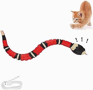 Smart Sensing Snake Toy,USB Rechargeable,Realistic Simulation Tricky Cat Snake Toy,Interactive Moving Snake Toy for Indoor Cats and Dogs,Automatically Sense Obstacles and Escape