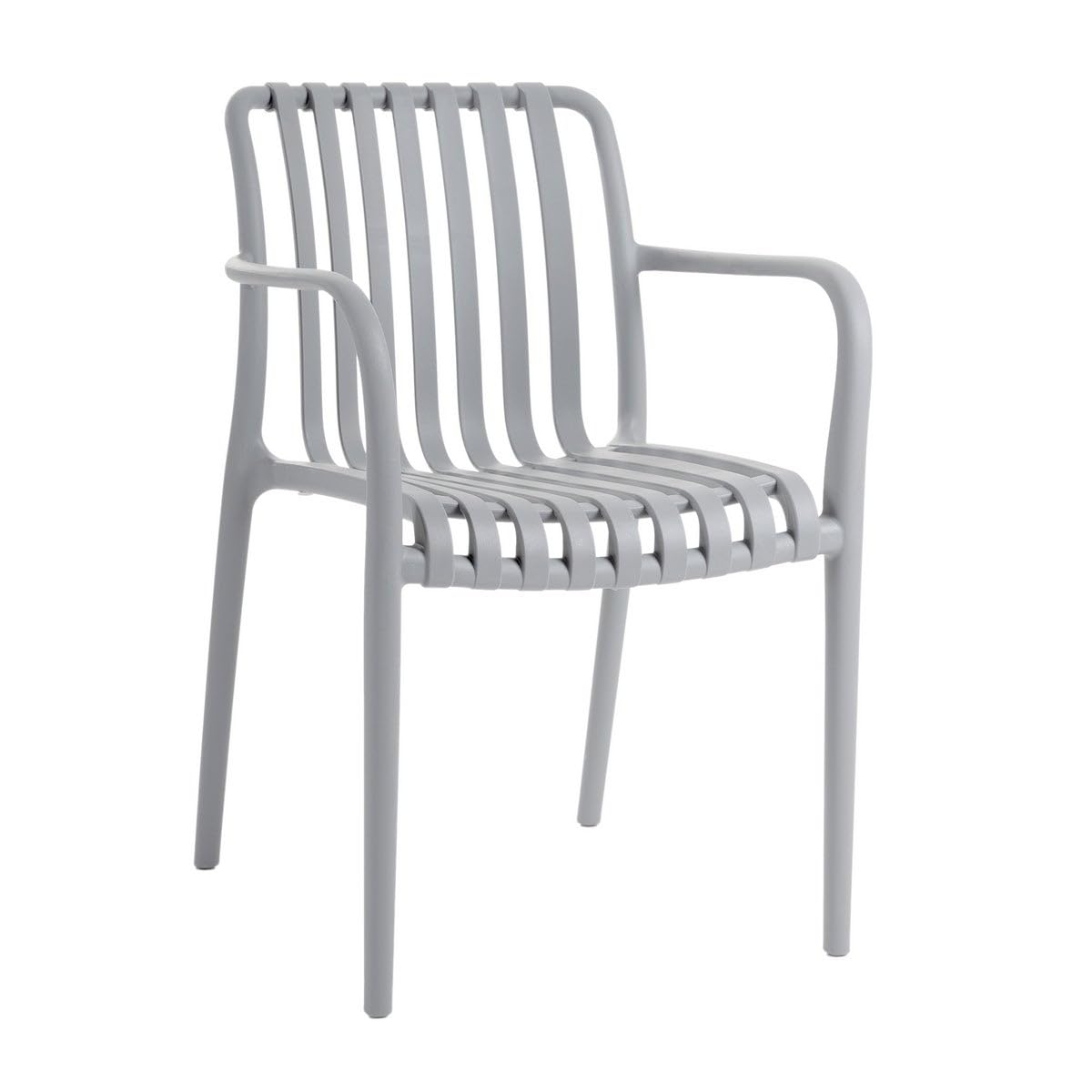LOLAhome Silla de jardín Deba Gris, 58x56x81cm, con Brazos, ergonómica y apilable, certificación UV, de Polipropileno Resistente y Ligero - Colección Deba