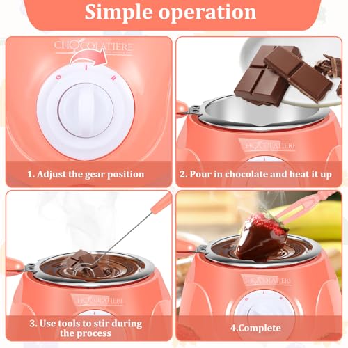image for MABCIRY Chocolate Melting Pot, 8.45 Oz Electric Chocolate Melter, 2-Sp