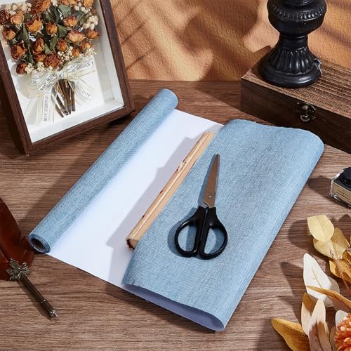 craspire 51 x 11.8 Zoll Hellblauer Buchstoff Buchbindestoff Mit Papierrückseite Gewebter Einband Aus Polyesterleinen Für Bücher Alben Scrapbooking Archivierung DIY Einband Buchbindeschutz