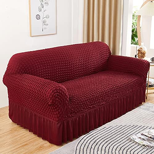 UMAI Sofa Cover | 3-Seater Sofa Cover | Chair Protector | Couch Cloth for Hall | Universal Sofa Slipcover | Elastic Spandex Cloth for Living Room | Wine Red-image-32