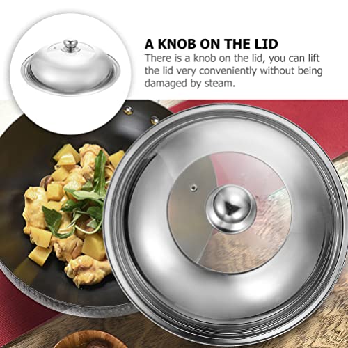 Callaron Stainless Steel Pot Lid Universal Glass Pans Lid Cover 36Cm Tempered Glass Cooking Pot Skillets Lid Replacement Frying Pan Cover Cookware Lids Silver #TOP2