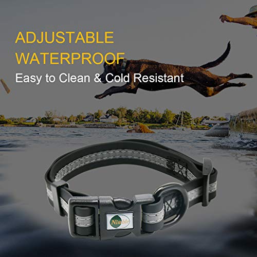 Image of Nimble Reflective Waterproof Dog Collar Adjustable Odor Resistant Easy Clean Pet Collar for Small Medium Large Dogs Night Walking Outdoor Rainy Use (Small (9.45 inch-14.17 inchinches), Black)