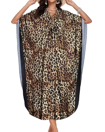 Image of Kaftan Dresses for Women V Neck Caftans Batwing Sleeve Beach Cover Ups | JILUVIN Plus Size Long Floral Print Dress, Loose Fit Maxi Casual Moomoo, Lounge House Mumu Nightgown Summer Vocation 2026